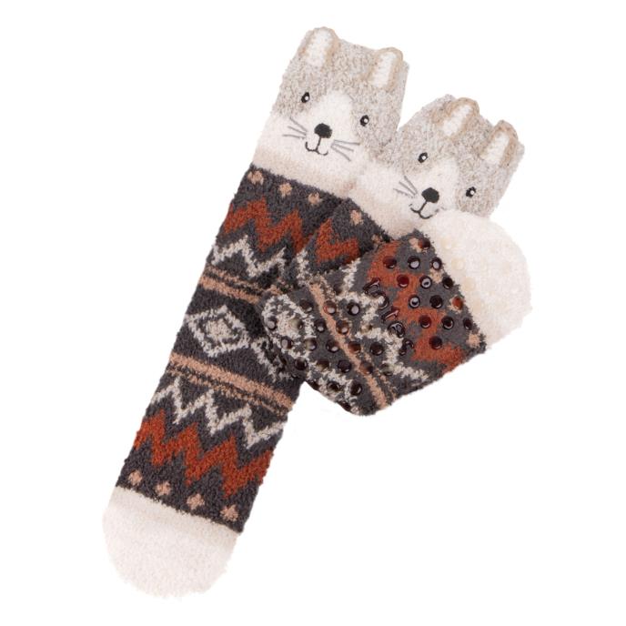 totes toasties® Ladies Novelty Super Soft Slipper Socks Cat Extra Image 2